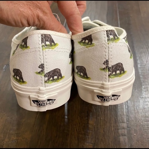 Vans Authentic Outdoors‎ Blanc de Blanc Bear Print Sneakers Size 9 Men - Picture 7 of 11